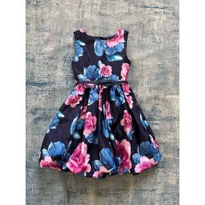 George Blue Pink Sleeveless Bubble Hem Dress with Matching Belt Girls 8